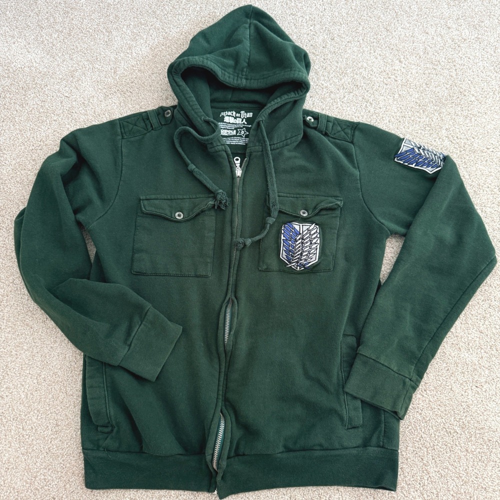 Ripple Junction Attack on Titan Hoodie Mens S Green Scout Regiment Survey Corps